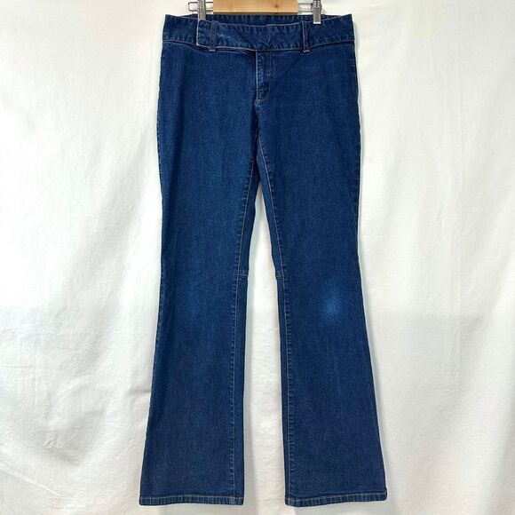 OLD NAVY‎ Y2K 2000s Blue Dark Wash Low Rise Flare Bootcut Jeans Womens 8 Vintage - Picture 1 of 8